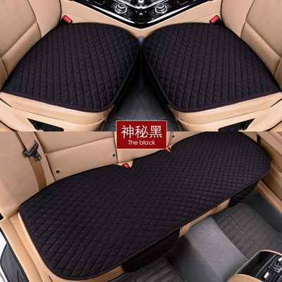 Linen Fabric Car Seat Cover Four Seasons Front Rear Flax Cushion Breathable Protector Mat Pad Auto accessories Universal Size - Ali Teq