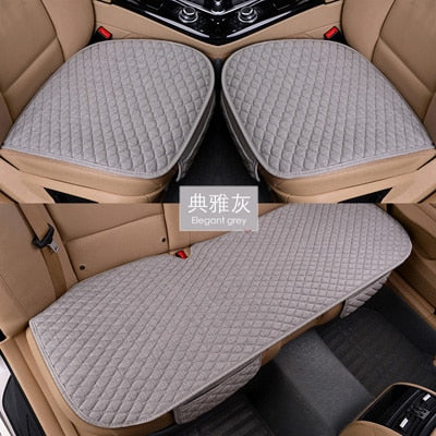 Linen Fabric Car Seat Cover Four Seasons Front Rear Flax Cushion Breathable Protector Mat Pad Auto accessories Universal Size - Ali Teq