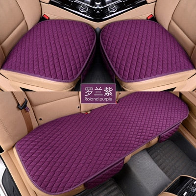 Linen Fabric Car Seat Cover Four Seasons Front Rear Flax Cushion Breathable Protector Mat Pad Auto accessories Universal Size - Ali Teq