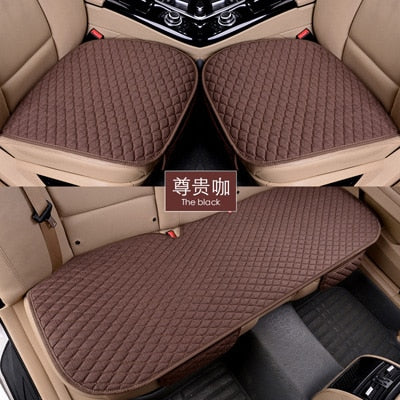 Linen Fabric Car Seat Cover Four Seasons Front Rear Flax Cushion Breathable Protector Mat Pad Auto accessories Universal Size - Ali Teq