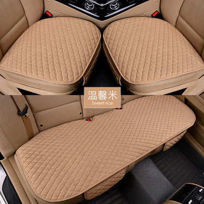 Linen Fabric Car Seat Cover Four Seasons Front Rear Flax Cushion Breathable Protector Mat Pad Auto accessories Universal Size - Ali Teq