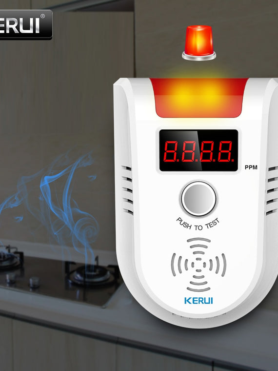 KERUI GD13 LPG GAS Detector Alarm Wireless Digital LED Display Natural Leak Combustible Gas Detector For Home Alarm System - Ali Teq